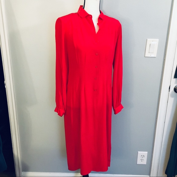 Vintage Hovland Swanson Red Silk Tunic Dress - Picture 1 of 14